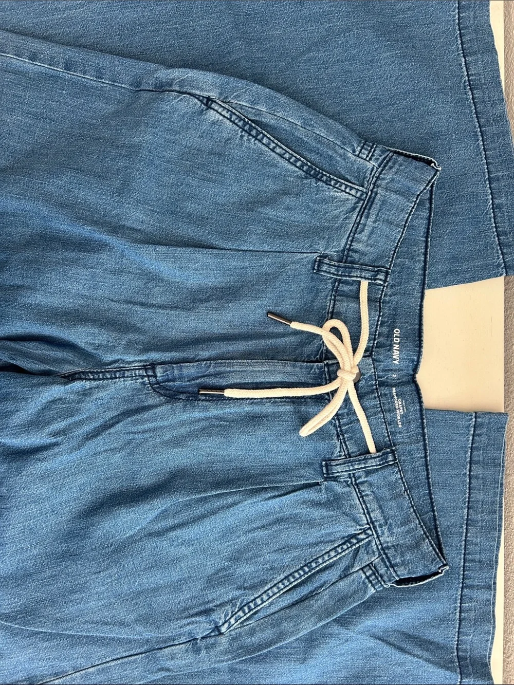 Old Navy Blue Denim Jogger Pants with Drawstring Waist
